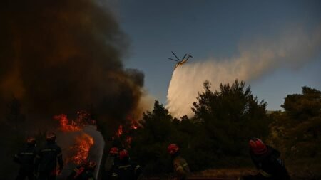 People evacuated from beach as wildfire tears through north Greece