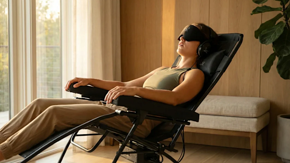The Shiftwave chair combines guided breathing with low-frequency vibroacoustic stimulation.