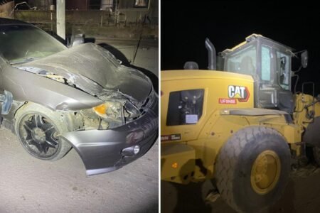 Woman makes death-defying escape from car as man smashes it with tractor in fit of rage
