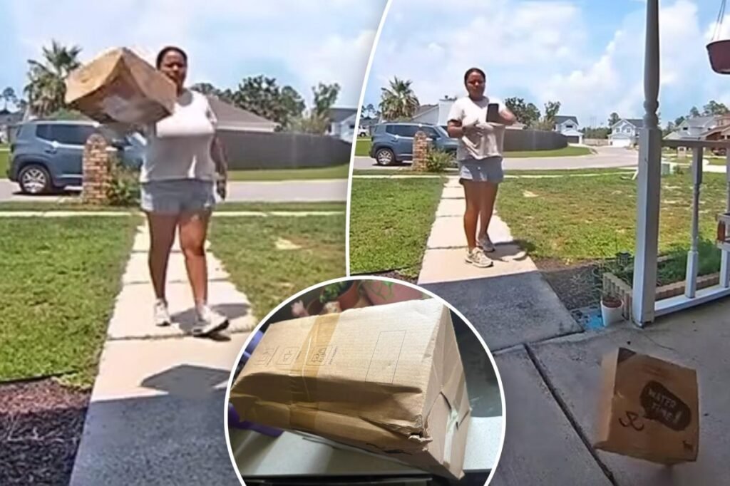 Infuriating video shows Amazon truck driver hurling box onto customer’s porch Infuriating video shows Amazon truck driver hurling box onto customer’s porch