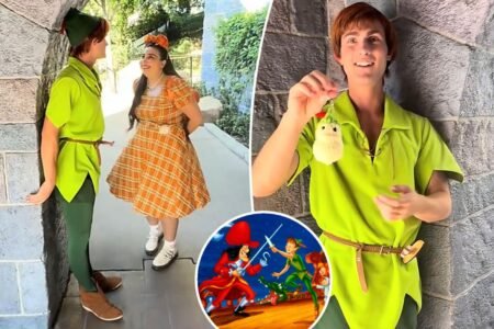 ‘Disney adult’ accused of stalking park’s Peter Pan actors creeps out audiences in viral video: ‘He f- -king hates you’