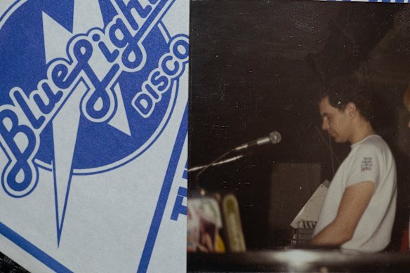Robert Martin volunteering as a DJ at a disco in the 1980s.
