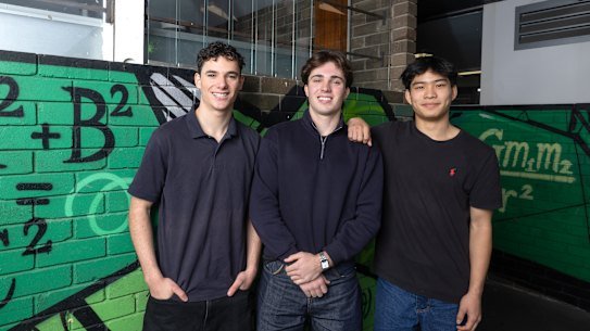 Oliver Yang, Leo Robinson, and Luke Macfarlane scored top mathematics results in the HSC last year for their school, Balgowlah Boys.