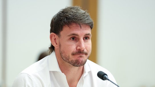 Luke Bateman during a hearing into Labor’s gambling bill.