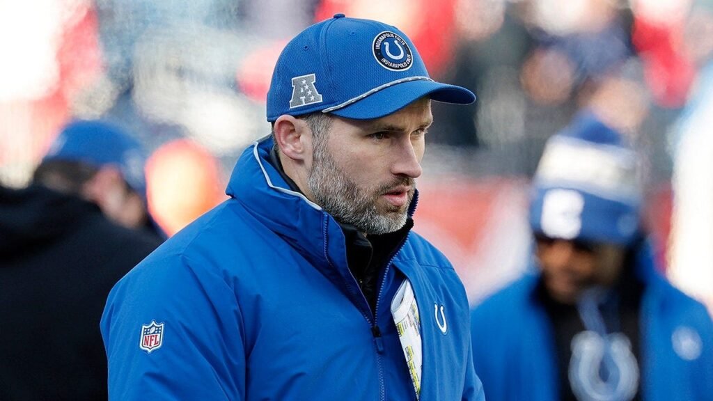Colts coach gets wiped out on sideline during preseason game in painful scene Colts coach gets wiped out on sideline during preseason game in painful scene