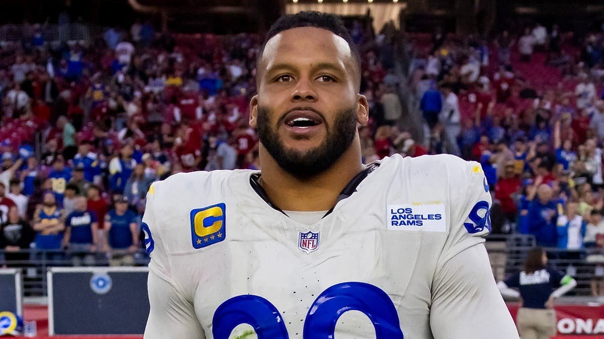 Los Angeles Rams defensive tackle Aaron Donald in action against Arizona Cardinals at State Farm Stadium