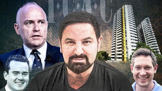 The ICAC is probing alleged illegal donations in the NSW Liberal Party. (From left) Charles Perrottet, Dallas McInerney, Jean Nassif and Jean-Claude Perrottet have been mentioned in relation to the investigation.