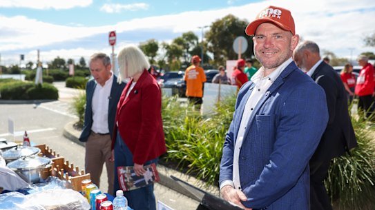One Nation candidate Luke Herdegen with Premier Roger Cook and Labor’s Georgia Tree.