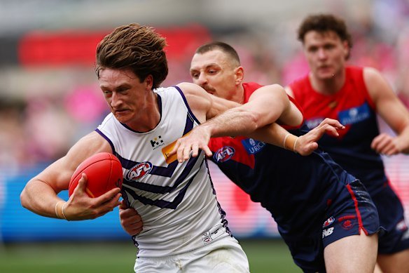 Fremantle’s Jye Amiss booted five goals at the MCG.