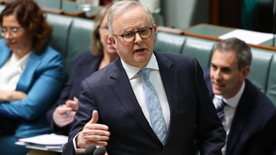 Prime Minister Anthony Albanese in question time on Wednesday.