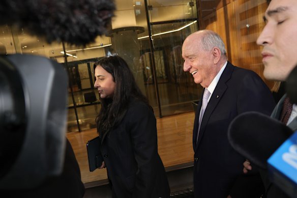Jones exits the court after the first day of his trial.