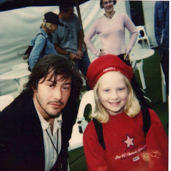 A young Kate Gudinski with actor Keanu Reeves in 1995.