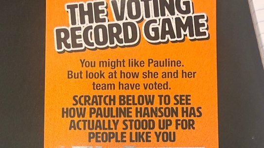 A Labor flyer attacking One Nation that was handed out in Secret Harbour.