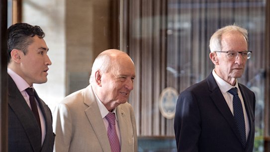Alan Jones arriving at court on Thursday.