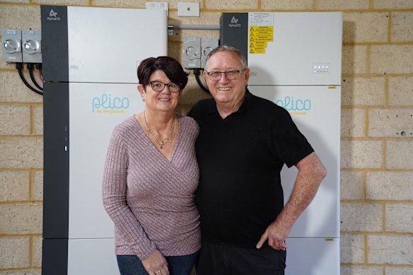 Bedfordale residents David and Ellen Gibbs with their new home battery system.
