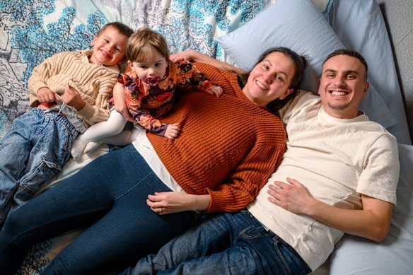 Rose and Brendan Larkin with their children Theodore and Maia.