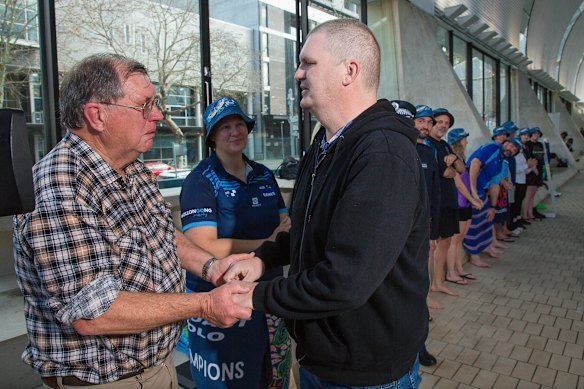Patterson with his father, Terry, on Sunday.