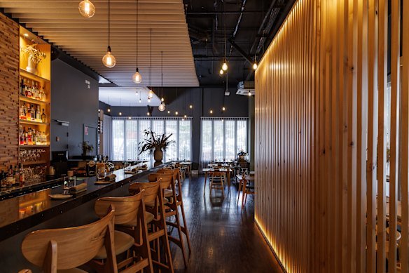 The restaurant is in the ground level of the Alex Perry Hotel.