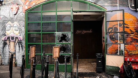 Bar Bambi in the hours after an arson attack on April 25.