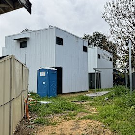 One of the half finished social homes designed by Bernard Seeber Architects in Hilton.
