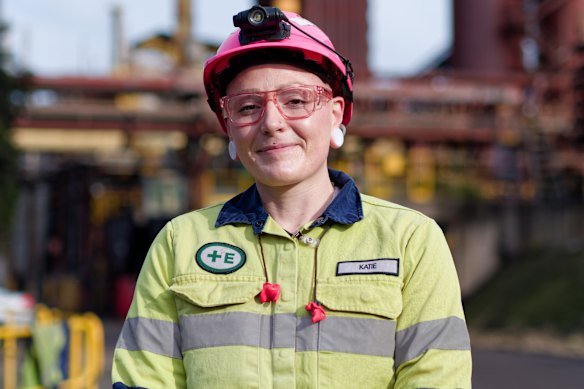 Electrical apprentice Kaitlyn McMahon at BlueScope Steel, Australia’s largest crude steel production plant. 