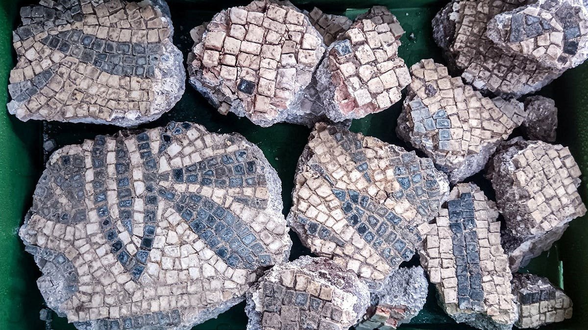 Close-up view of ruined mosaic