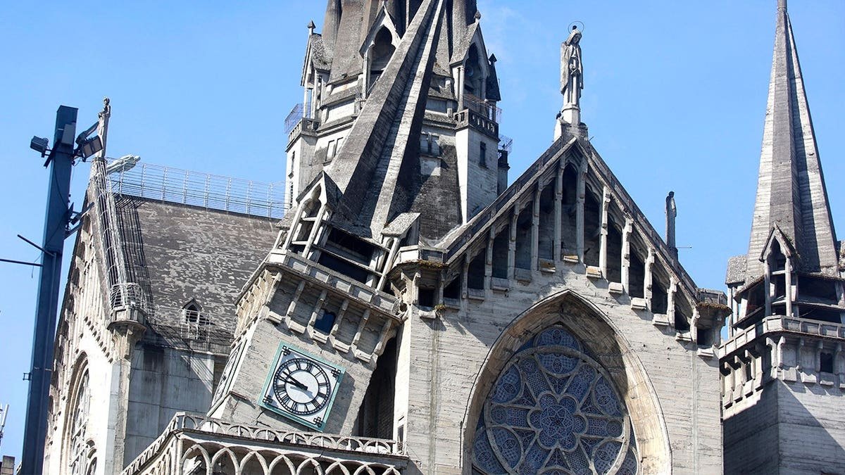 View of destroyed church in Colombia