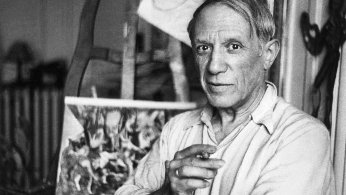 Pablo Picasso in his Paris studio.