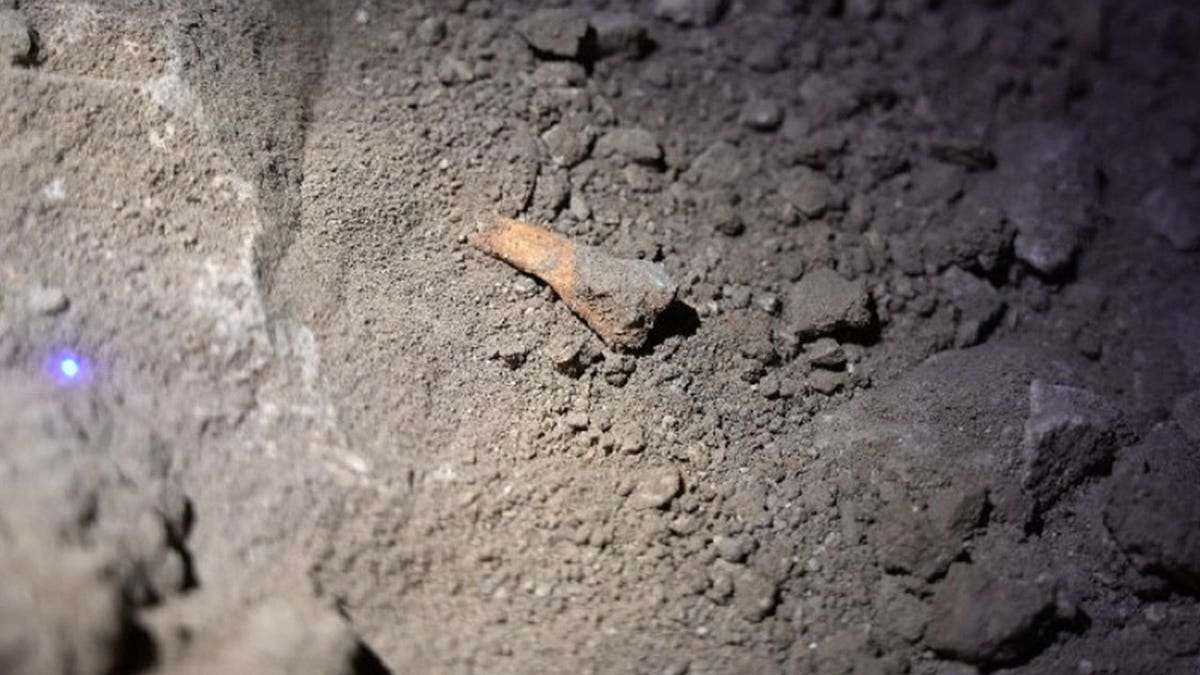 View of debris inside ancient cave