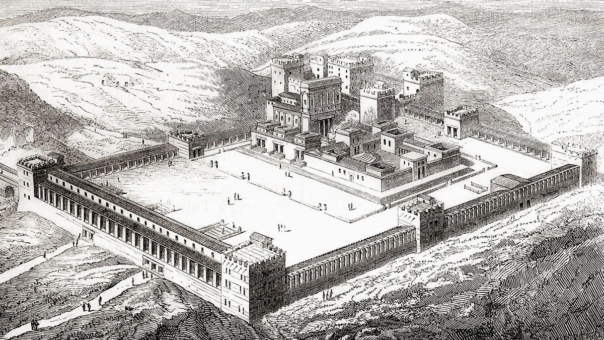 View of drawing of Second Temple in Jerusalem
