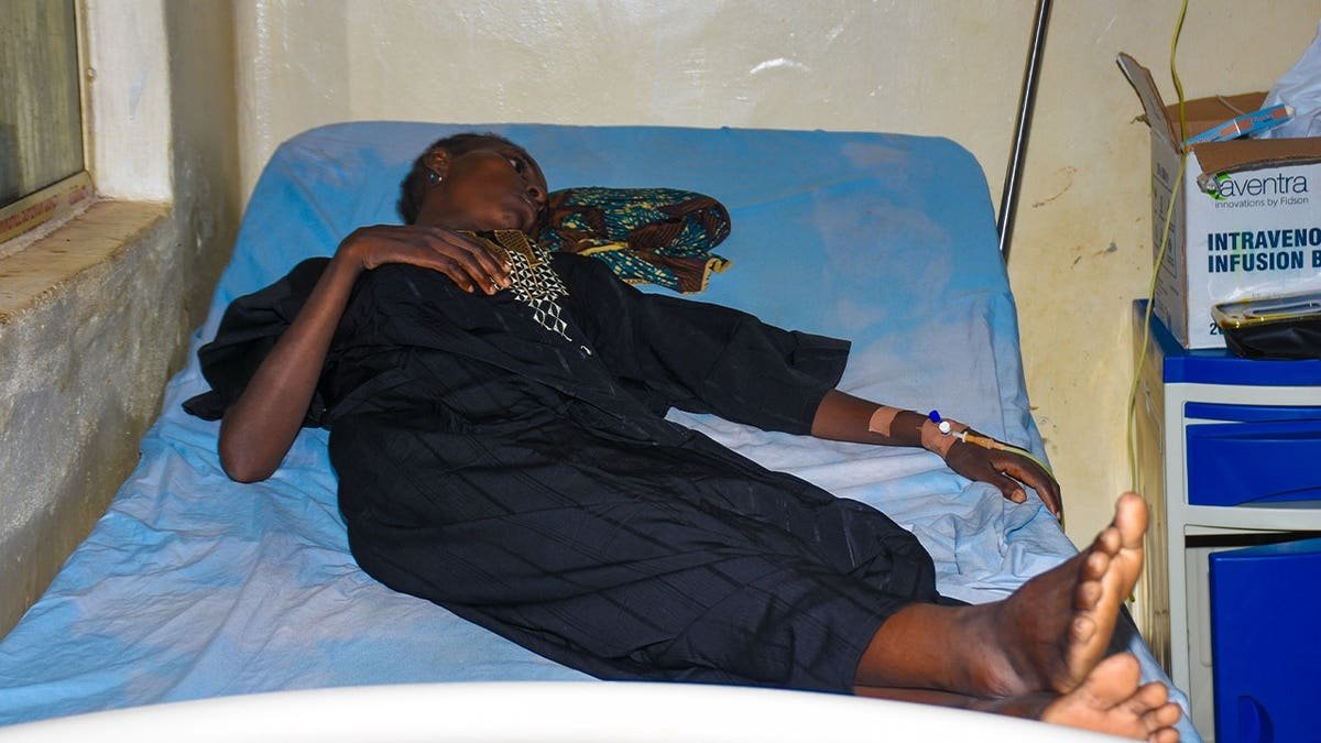 A woman who was rescued after being held in a forest after being abducted from the Woro community by gunmen in February receives medical attention at a hospital in Ilorin, Nigeria, Friday, Aug. 7, 2026.