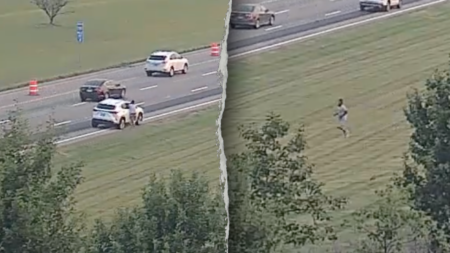 Ohio man fleeing police on foot leaps onto moving car, tries to take control before falling off: Police Ohio man fleeing police on foot leaps onto moving car, tries to take control before falling off: Police