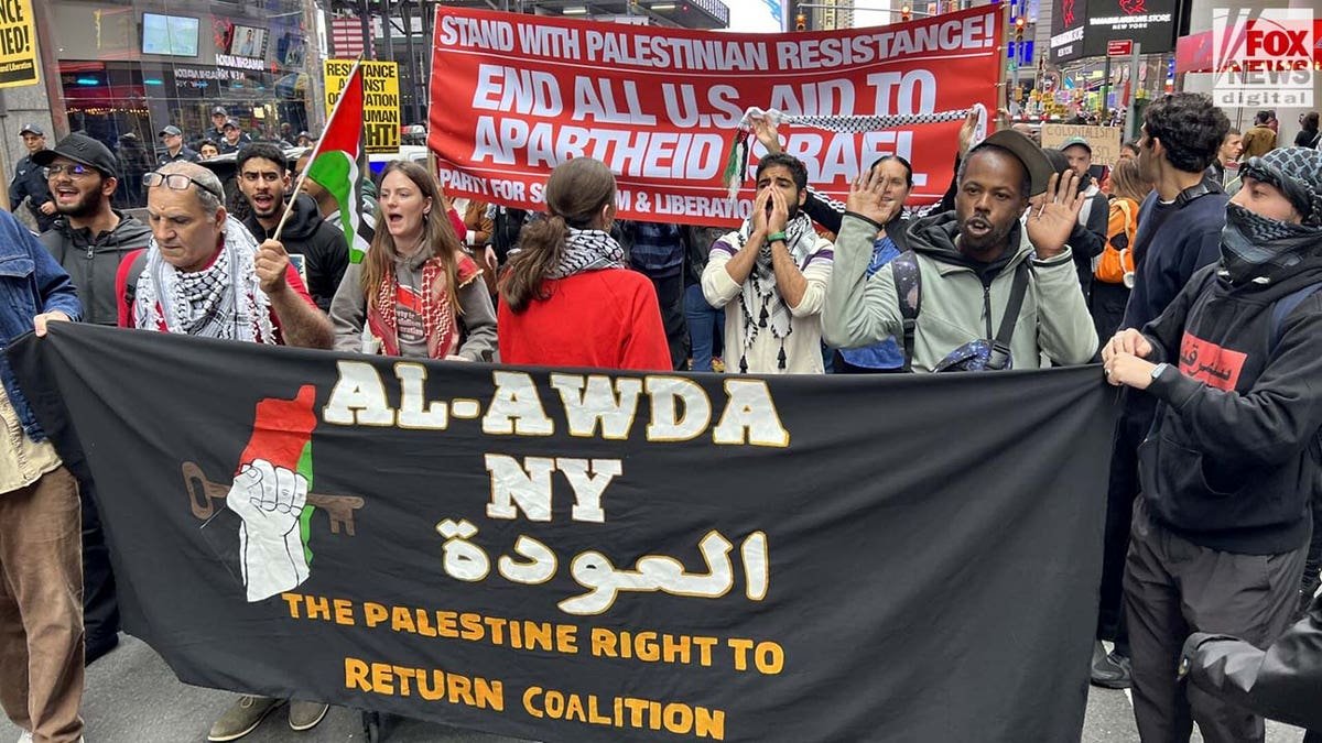 Democratic Socialists of America protest in solidarity with the Palestinians in New York City October 8, 2023. Per NYPD some 1000 protesters attended rally.