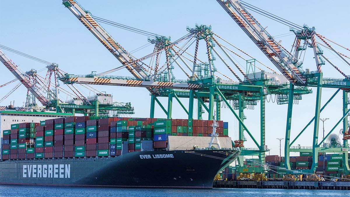 A container ship at the Port of Los Angeles