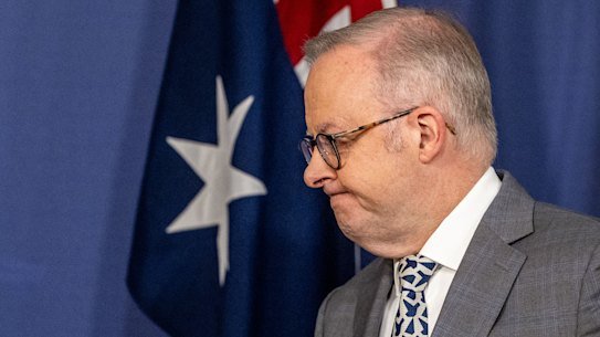 Australian Prime Minister Anthony Albanese speaks during a press conference.