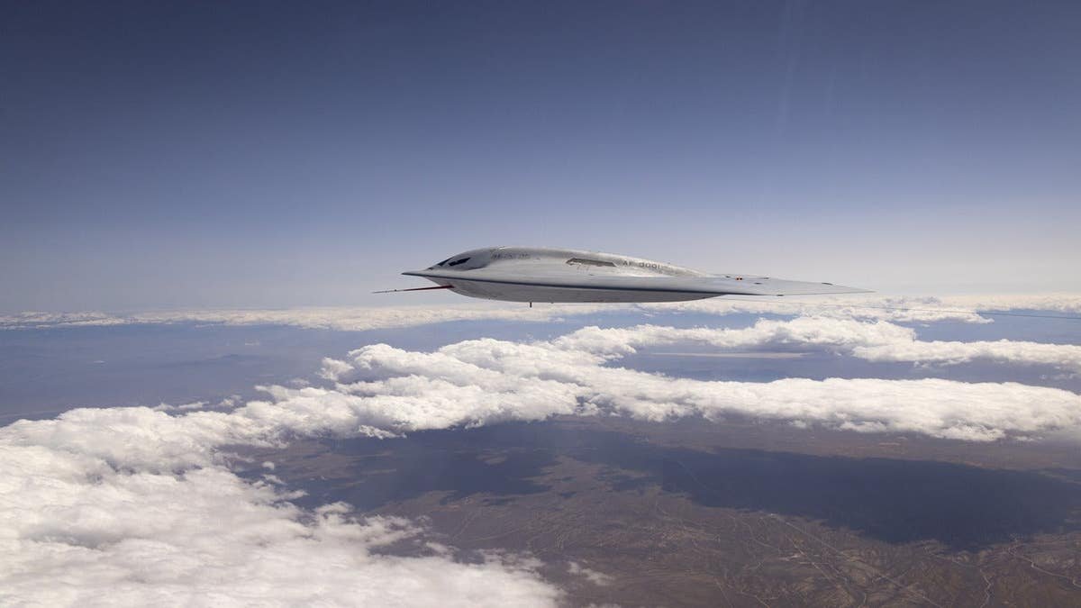 B-21 Raider flying through the air