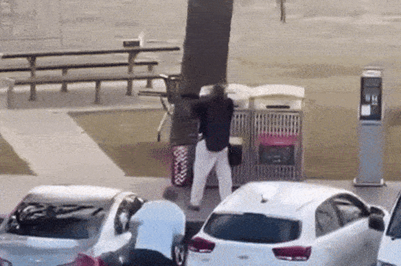 Vision of Sajid Akram being tackled by Ahmed al Ahmed during the Bondi Beach shooting.