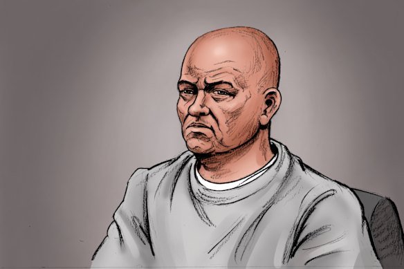 A court sketch of Ralph Carr.