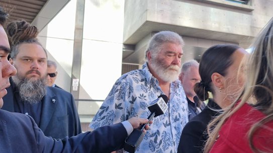 Lindsay Francis Selby, who was driving the Brisbane bus that fatally struck Tia Cameron, leaves Brisbane Magistrates Court.