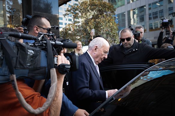 Jones departs the Downing Centre Local Court on Monday afternoon.