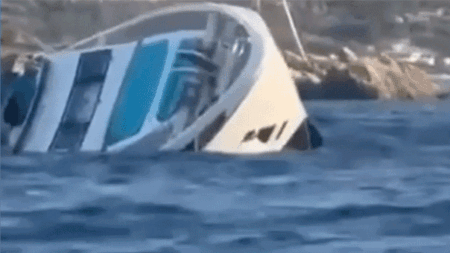 Luxury  million yacht caught on camera sinking off coast, days after delivery to owner