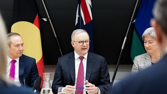 PERTH, AUSTRALIA - AUGUST 25: Australian Prime Minister Anthony Albanese speaks during a federal cabinet meeting at the Commonwealth Parliamentary Office on August 25, 2026 in Perth, Australia. Anthony Albanese declared that there would be no change to Western Australia’s favourable GST arrangement while he remains prime minister as he faces further GST backlash standing by the lucrative deal. (Photo by Matt Jelonek/Getty Images) AFR 