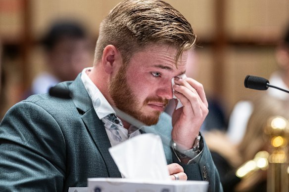 Adam Gibson recounts his childhood inside the Redeemer community at  parliament.