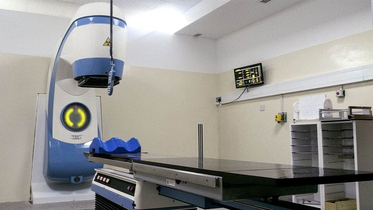 Cobalt-60 radiotherapy machine used for cancer treatment at a hospital in Kampala, Uganda