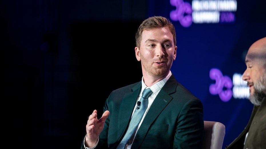 The Digital Chamber's Cody Carbone speaks at a blockchain summit