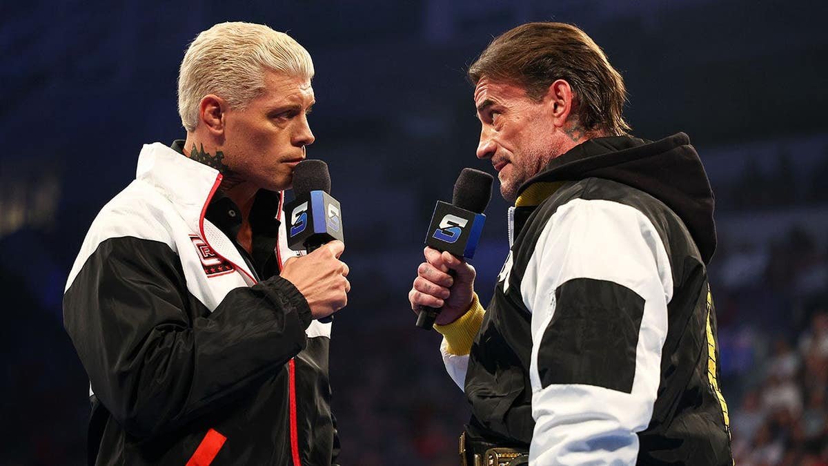 Cody Rhodes and CM Punk speak during SmackDown at Resch Center in Green Bay.