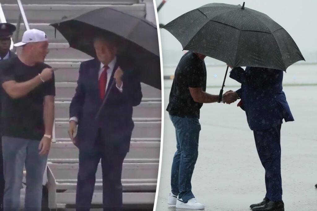 Pat McAfee greets President Trump ahead of Patriot Games on ESPN
