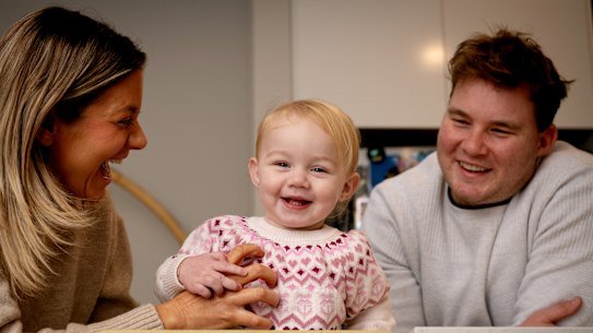 Sarah and Tom Starkey give thanks every day for the gift their Australian surrogate gave them by carrying their baby daughter Savannah.
