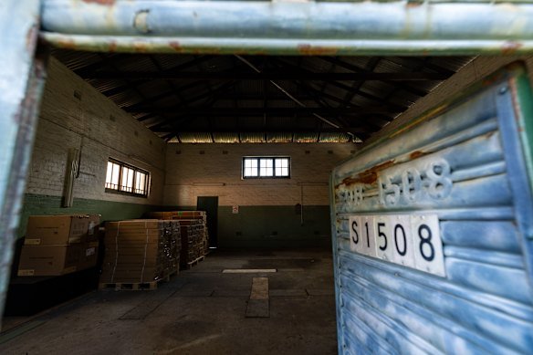 The interior of the building. 