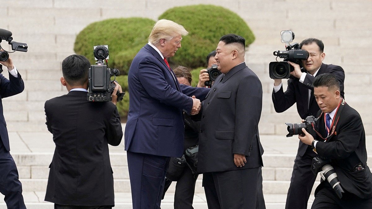 President Donald Trump meets with North Korean leader Kim Jong Un at the demilitarized zone separating the two Koreas, in Panmunjom, South Korea, June 30, 2019.